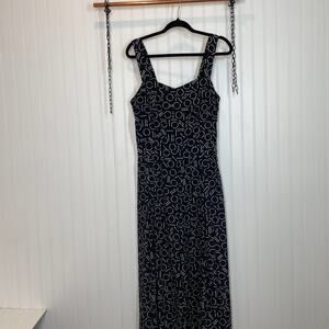 1.State Women’s Navy Blue & White Geo Print Wide Leg Jumpsuit Size M